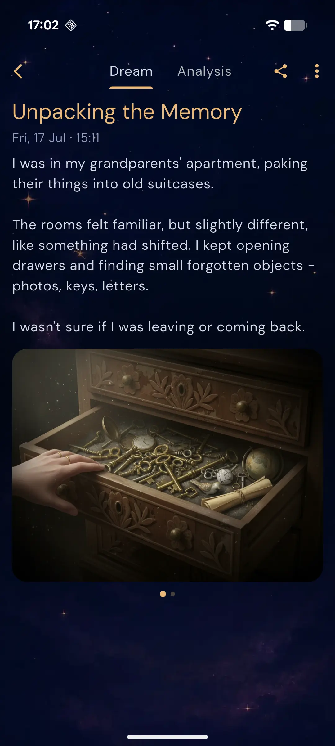 A recorded dream with its generated illustration